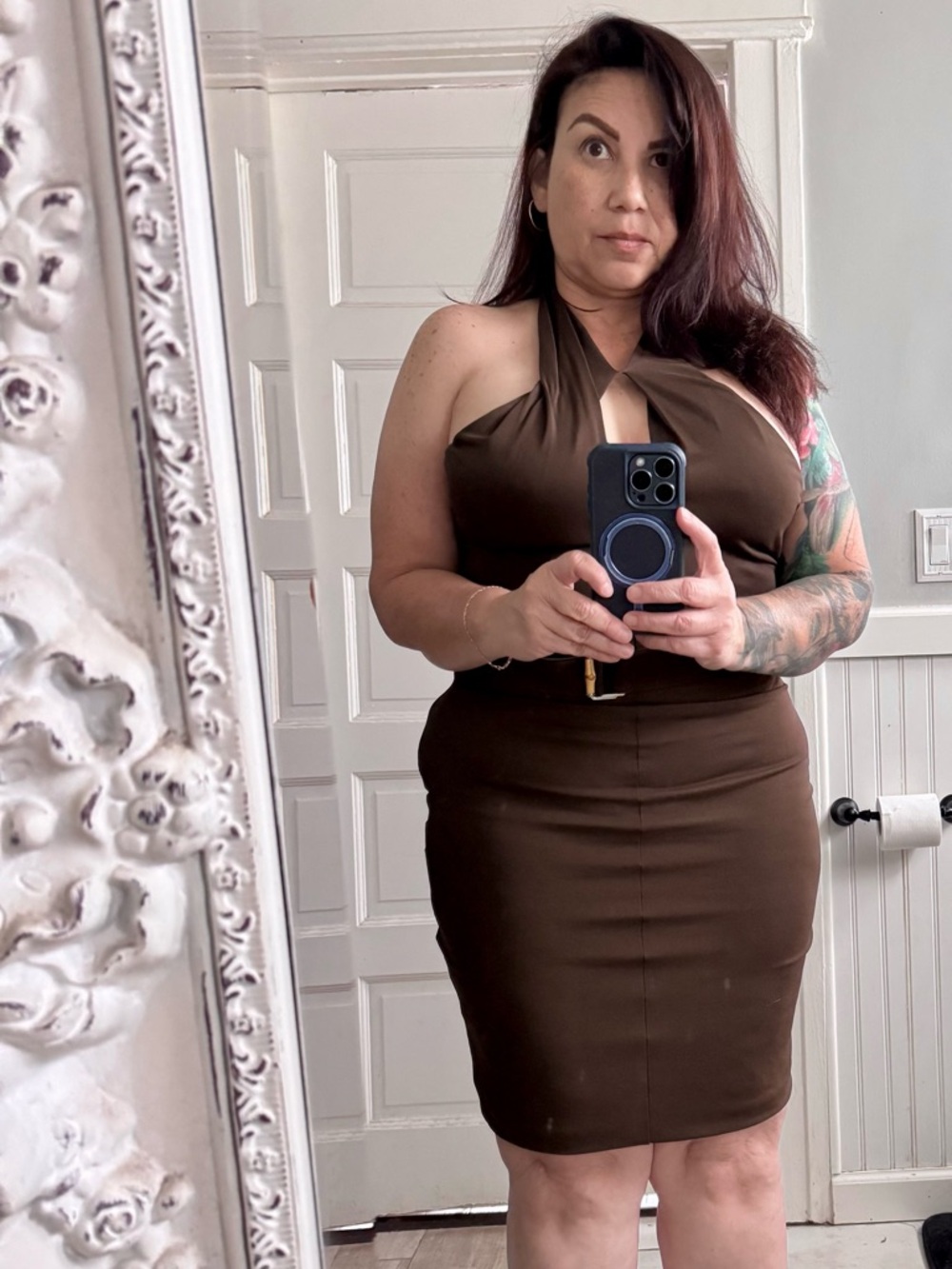 Gucci vintage chocolate brown w/ Bamboo clasp & belt